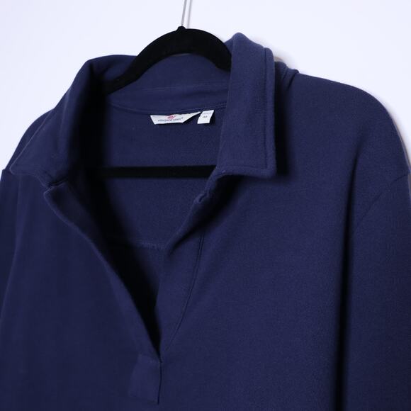 VINEYARD VINES Polo Popover Sweatshirt Navy Blue Long Sleeve Women's M - Picture 6 of 10